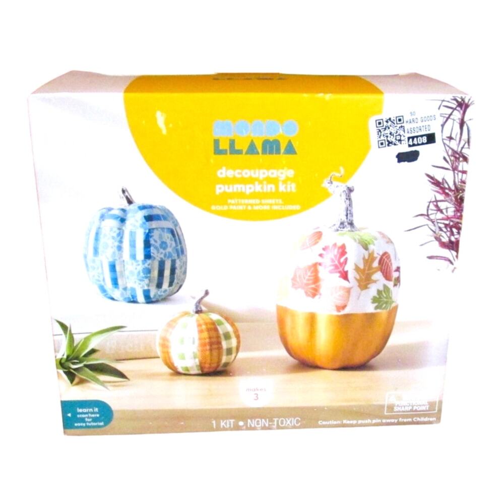 Mondo Llama Decoupage Pumpkin Kit Halloween Craft Set Makes 3 Decorations